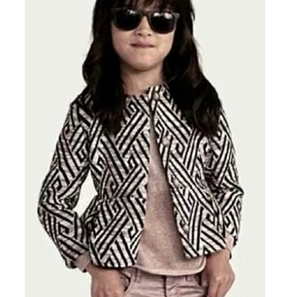 Girls H&M Jacket Sz 5-6 abstract pattern Black and Cream Jacket - Picture 2 of 7